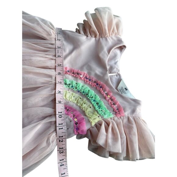 H&M Appliquéd Tulle Dress In Powder pink/rainbow - Picture 11 of 12
